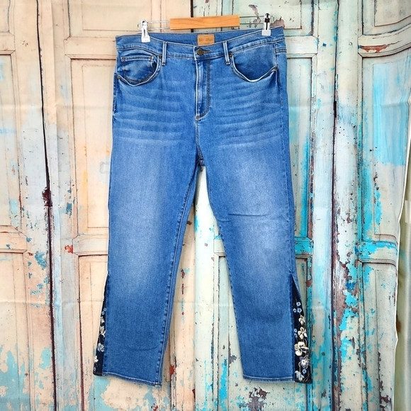 Driftwood Amelia Floral Embroidered Ankle Crop Jeans - Picture 1 of 7